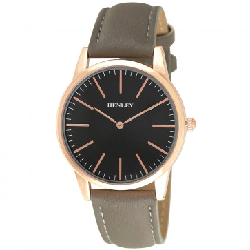 Slim Curved Lens Watch - Stone / Rose Gold Tone / Black