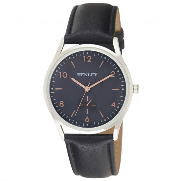 Contemporary Sub-Dial Watch - Back / Silver / Blue / Rose Gold Highlights