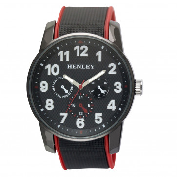 Dual Silicone Sports Watch - Black / Red