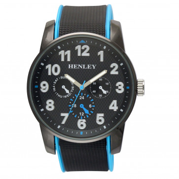Dual Silicone Sports Watch - Black / Blue