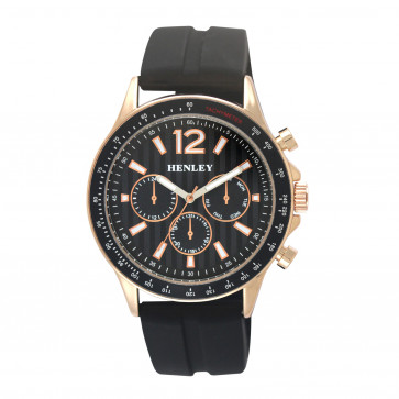 Sports Silicon Multi Eye Watch - Black/Rose