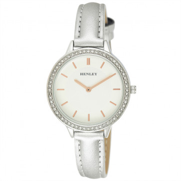 Contemporary Diamante Watch - Metallic Silver