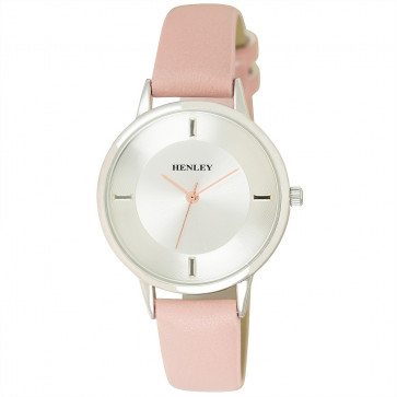 Minimal Silver Tone Watch - Pink