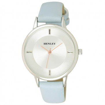 Minimal Silver Tone Watch - Blue