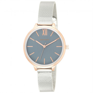 Two-Tone Mesh Bracelet Watch - Metallic Blue