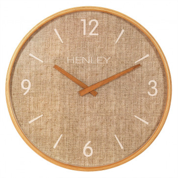 Wooden Textured Weave Clock - Textured Tan  Taupe