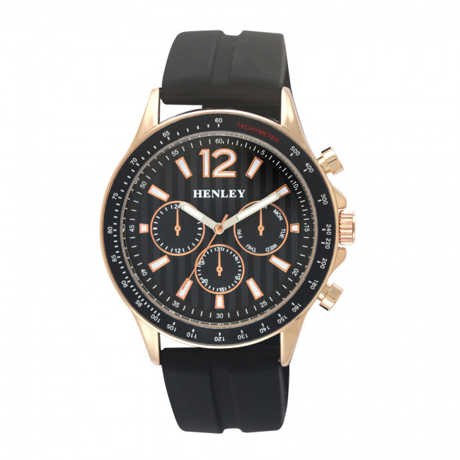 Sports Silicon Multi Eye Watch Black Rose