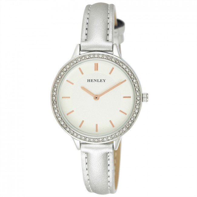 Contemporary Diamante Watch Metallic Silver