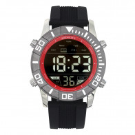 Men's Silicon Digital Watch - Black / Red