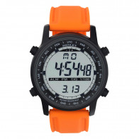 Men's Silicon Digital Watch - Black / Orange