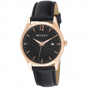 Minimal Calendar Watch - Black / Rose Gold