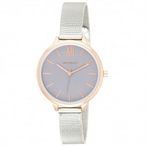 Two-Tone Mesh Bracelet Watch - Metallic Purple