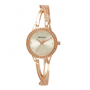 Diamante Twist Bracelet Watch - Rose Gold